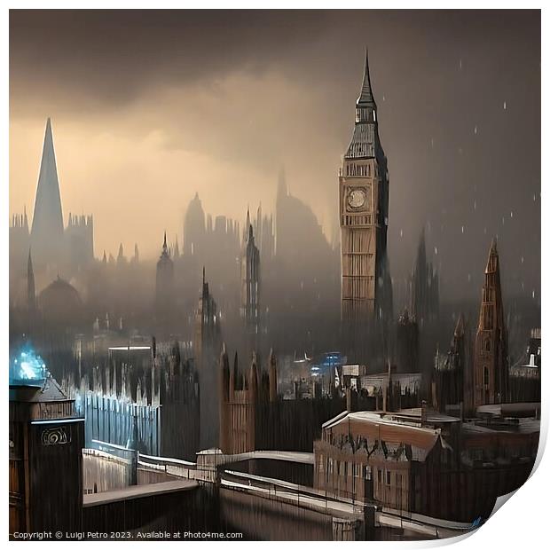 Enchanting Moonlit Panorama of Big Ben and Westmin Print by Luigi Petro