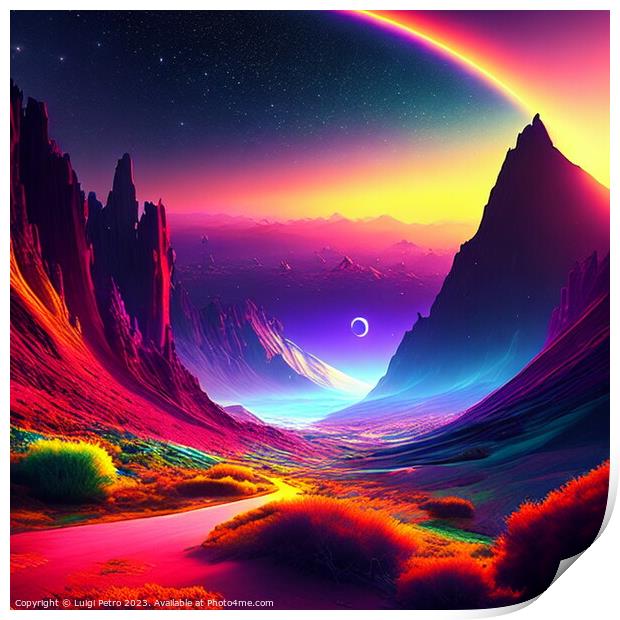 Captivating Colors of a Vibrant Sunset over a vall Print by Luigi Petro