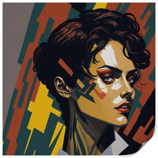 Portrait of a young woman in Bauhaus style. Print by Luigi Petro