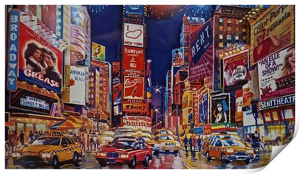  Time Square New York City Print by Sue Bottomley