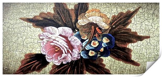  Antique Paint effect of flowers Print by Sue Bottomley