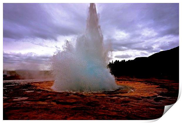  Geysir Wonderment in Iceland Print by Sue Bottomley