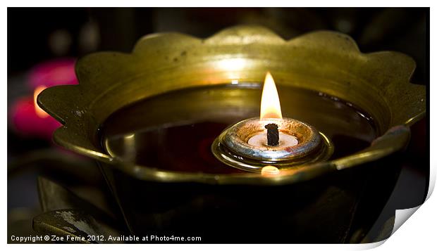 Oil Burner in a Chinese Temple Print by Zoe Ferrie