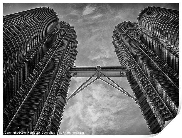 Petronas Towers in Malaysia Print by Zoe Ferrie