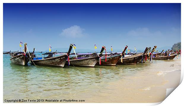 Boats in Thailand Print by Zoe Ferrie
