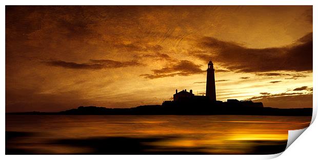 St Mary's Lighthouse sunrise Print by David Smith