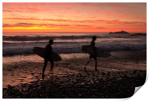 Surfers Sunset Print by David Smith