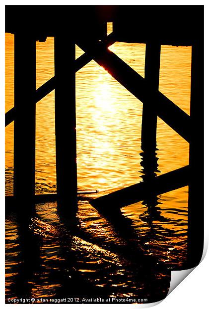Dock Supports At Sunrise Turkey Bodrum Print by Brian  Raggatt