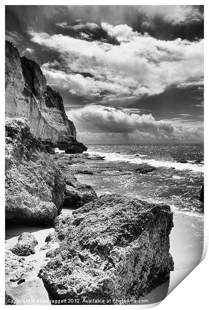Portugal beach and rock -hdr infrared Print by Brian  Raggatt