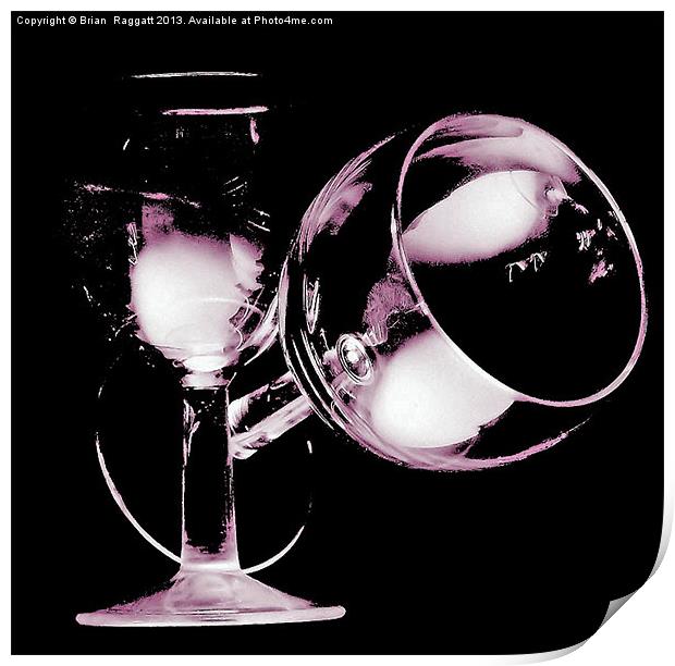 Two Wine Glasses On Black Print by Brian  Raggatt