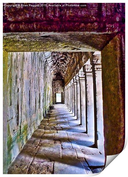  Temple Corridor Angkor Wat Cambodia  HDR Print by Brian  Raggatt