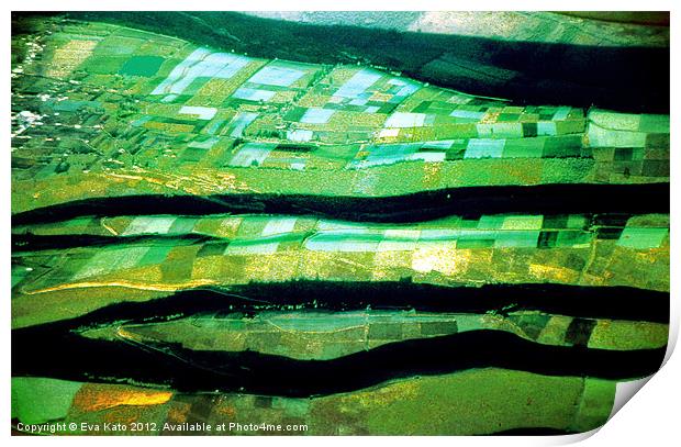 Ecuador patchwork fields Print by Eva Kato