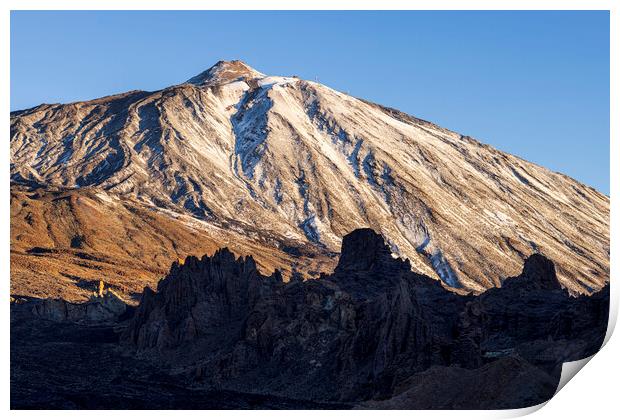 Snow covered Mount Teide Tenerife Print by Phil Crean