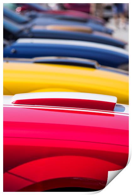Abstract colourful car bonnets Print by Phil Crean