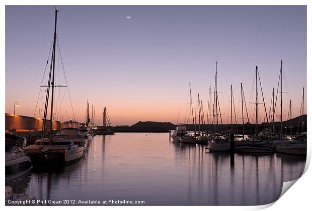 San Miguel Marina at twilight, Tenerife Print by Phil Crean