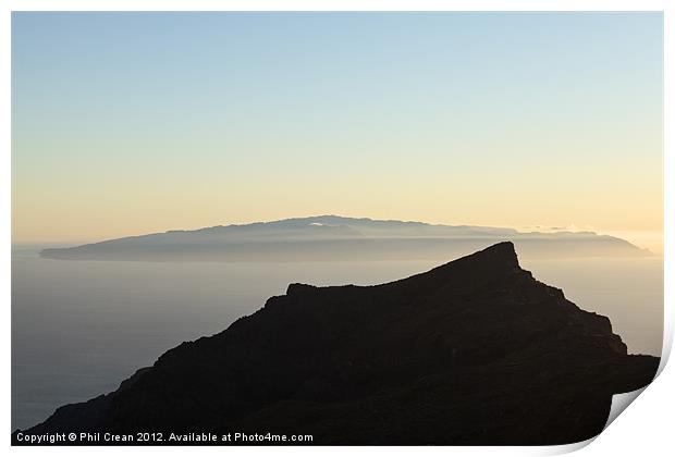 La Gomera at sunset from Tenerife Print by Phil Crean