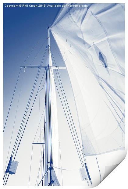 Sails and mast, yacht Print by Phil Crean