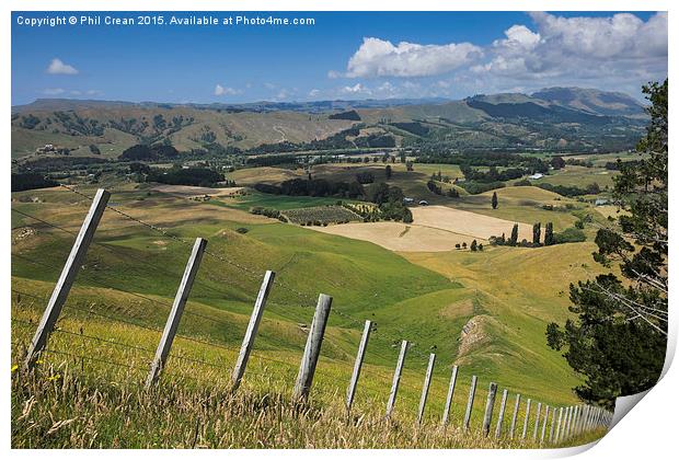  View from Te Mata, New Zealand Print by Phil Crean