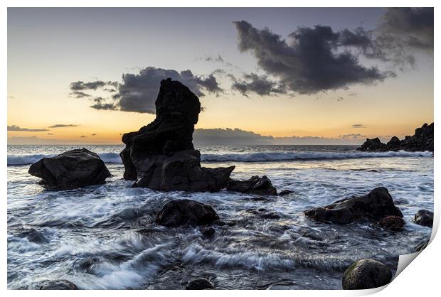Incoming tide and rocks Print by Phil Crean