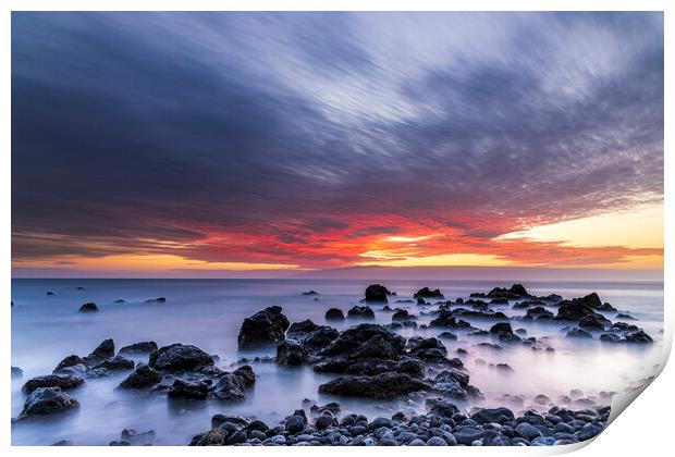 Red sunset seascape Print by Phil Crean