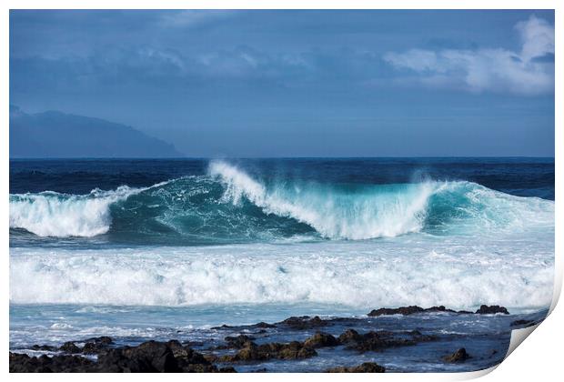 Wave curling over Tenerife Print by Phil Crean