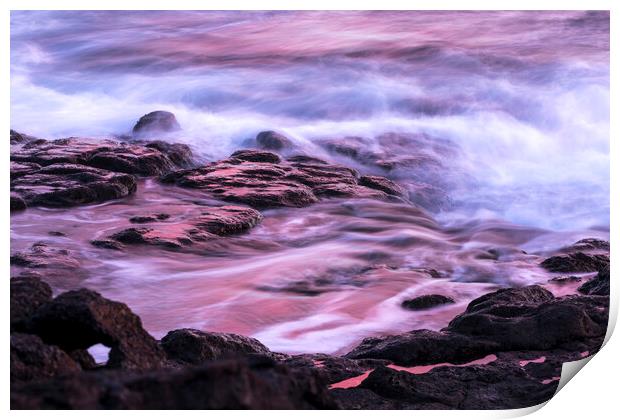 Red sea on rocks Playa San Juan, Tenerife Print by Phil Crean