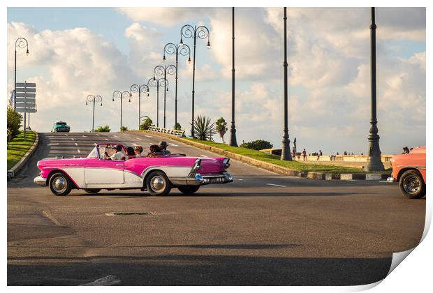 Open top vintage 1950s American car, Cuba Print by Phil Crean