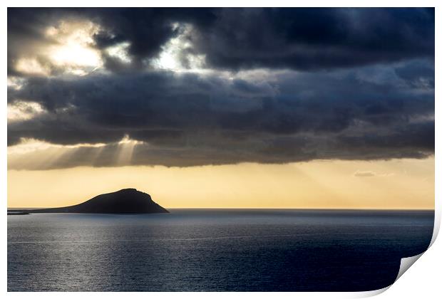 Rays of light over Montaña Roja, Tenerife Print by Phil Crean