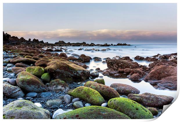 Green stones on the west coast at dawn, Tenerife Print by Phil Crean