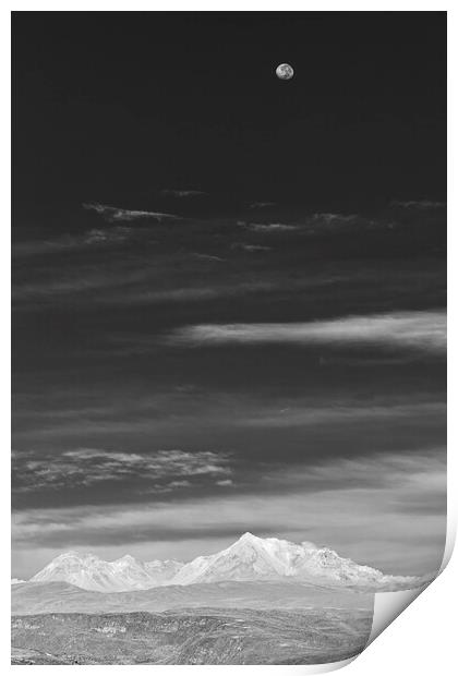 Full moon over the Andes, Peru Print by Phil Crean