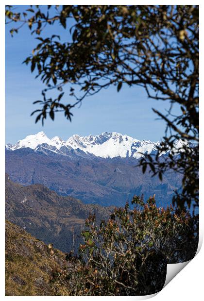 Snowcapped peaks in the Andes, Peru Print by Phil Crean