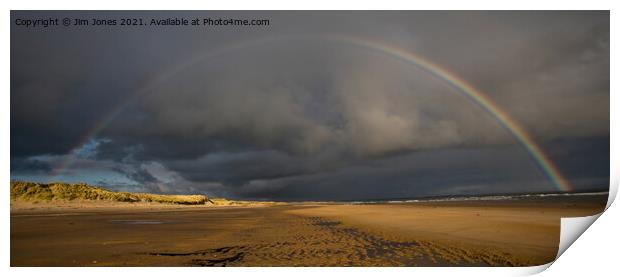 Druridge Bay Rainbow Panorama Print by Jim Jones