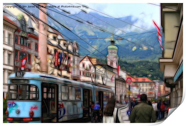Artistic Innsbruck Street Scene Print by Jim Jones