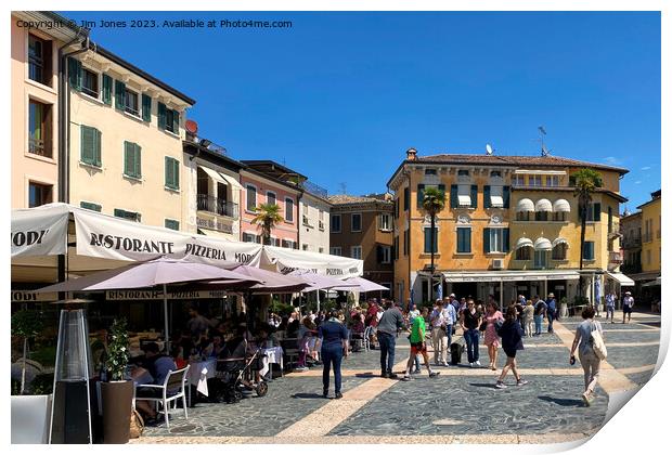 Time for a coffee in Sirmione Print by Jim Jones