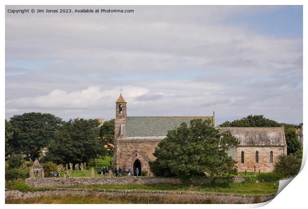 St Mary's Church on The Holy Island of Lindisfarne Print by Jim Jones