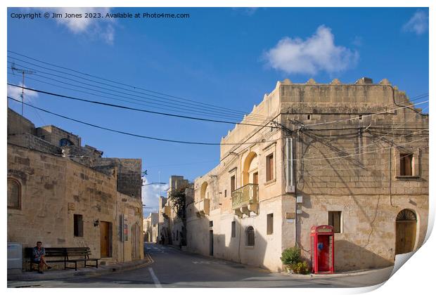 The Cross Roads at Gharb, Gozo Print by Jim Jones