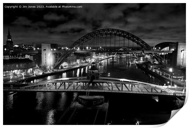 The River Tyne at Night - Monochrome Print by Jim Jones