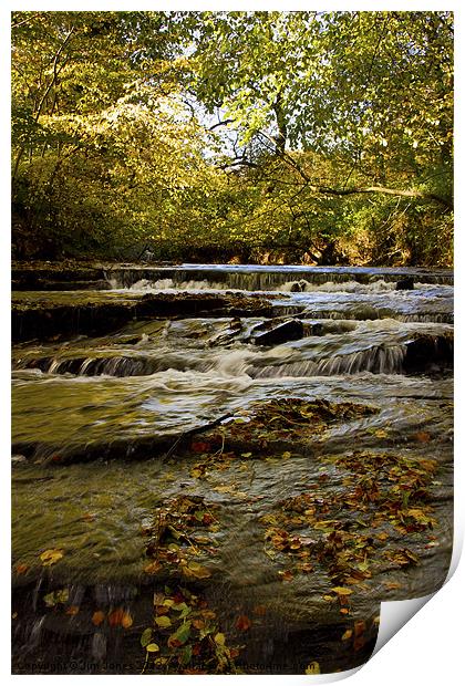 Cascading River in Autumn Print by Jim Jones