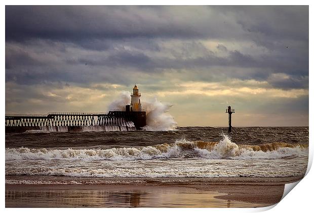 Storm at the harbour mouth Print by Jim Jones