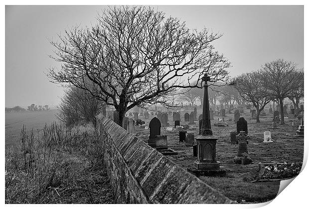 Mist over the Cemetery Print by Jim Jones