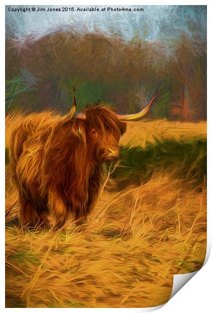  Highland cow with painterly effect Print by Jim Jones