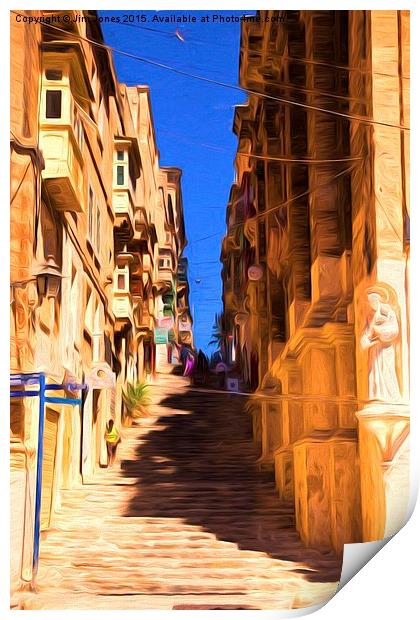  Valletta stairs Print by Jim Jones