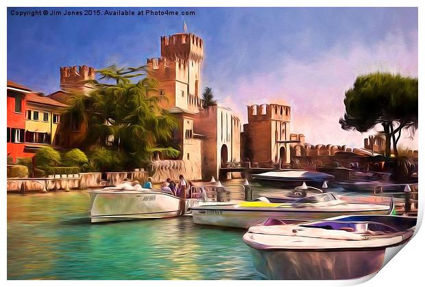  Sirmione Scaliger Castle with artistic filter Print by Jim Jones