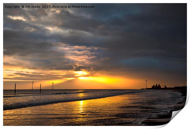 Dawn on the beach Print by Jim Jones