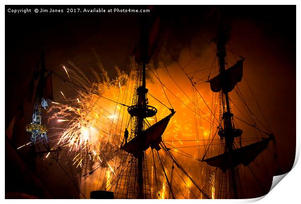 Fireworks and Tall Ships 3 Print by Jim Jones