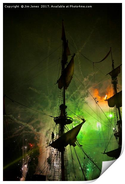 Fireworks and Tall Ships 4 Print by Jim Jones