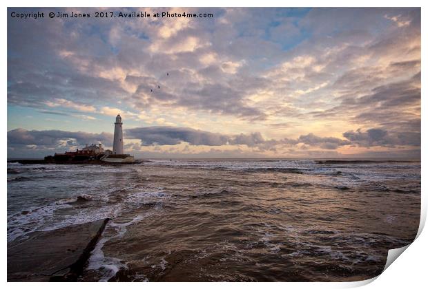 Winter dawn at St Mary's Island (3) Print by Jim Jones