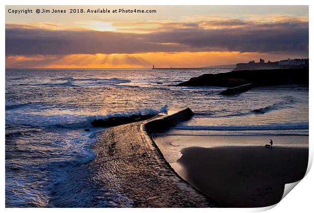New day on Cullercoats Bay Print by Jim Jones