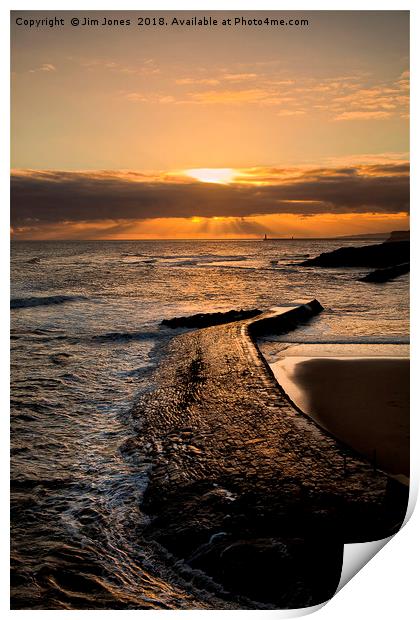 New day on Cullercoats Bay Print by Jim Jones