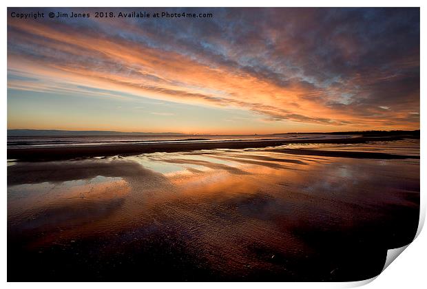 Wet sand reflections. Print by Jim Jones